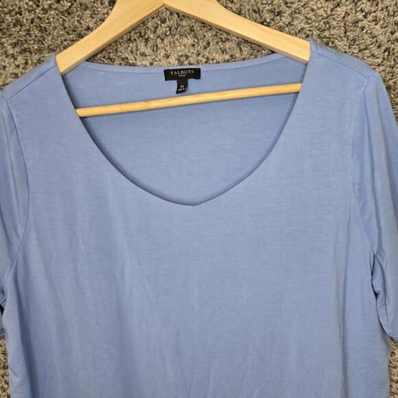 Talbots Top Womens Plus 1X Blue‎ Scoop Neck Short Sleeve Tee Stretch Casual - Picture 4 of 7
